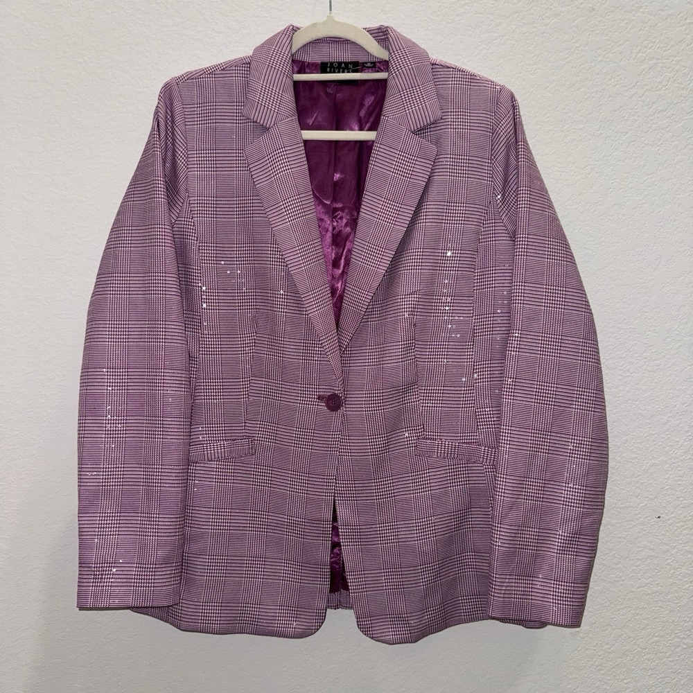 NWOT Joan River Red Carpet Womens M Blazer Jacket Pink Sequins Party Classic